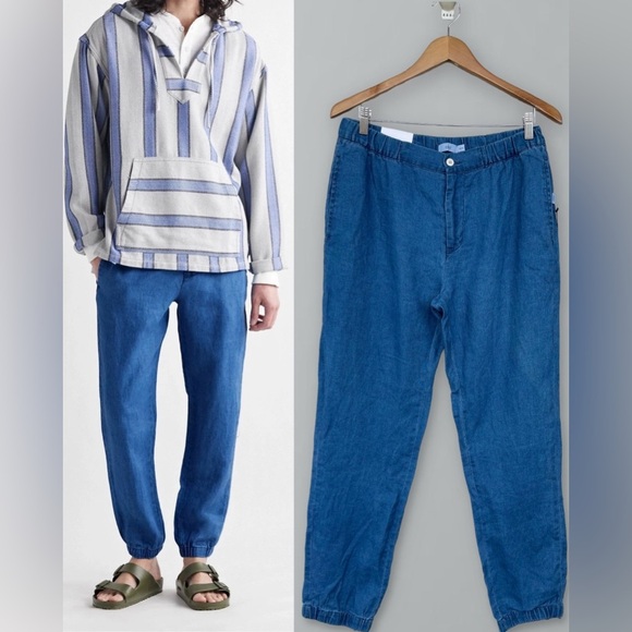 ONIA - Elijah Slim-Fit Linen Trousers - Blue size medium - Picture 1 of 16